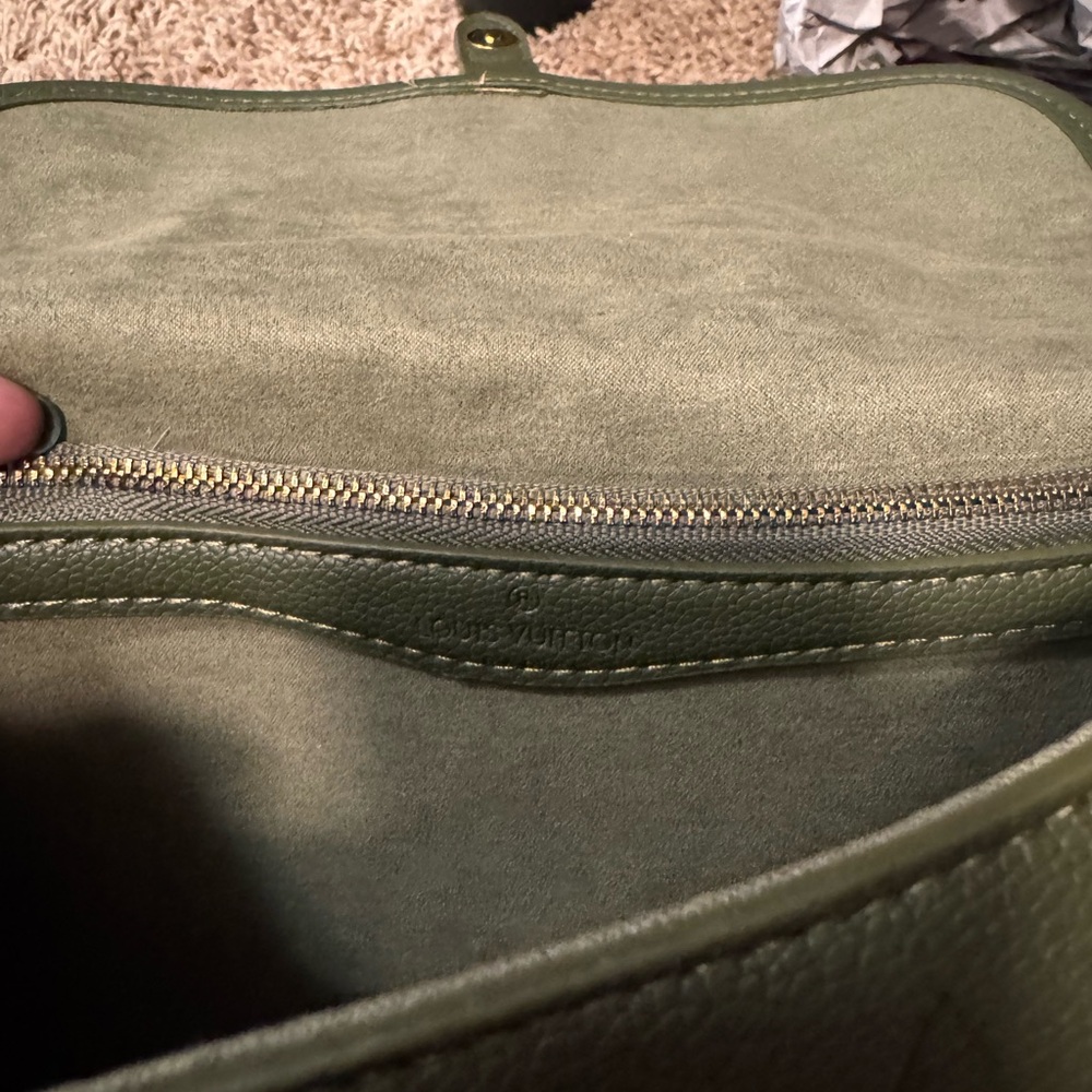 Louis Vuitton Olive Green Embossed Monogram Shoulder Bag with Gold Buckle - Picture 2 of 3